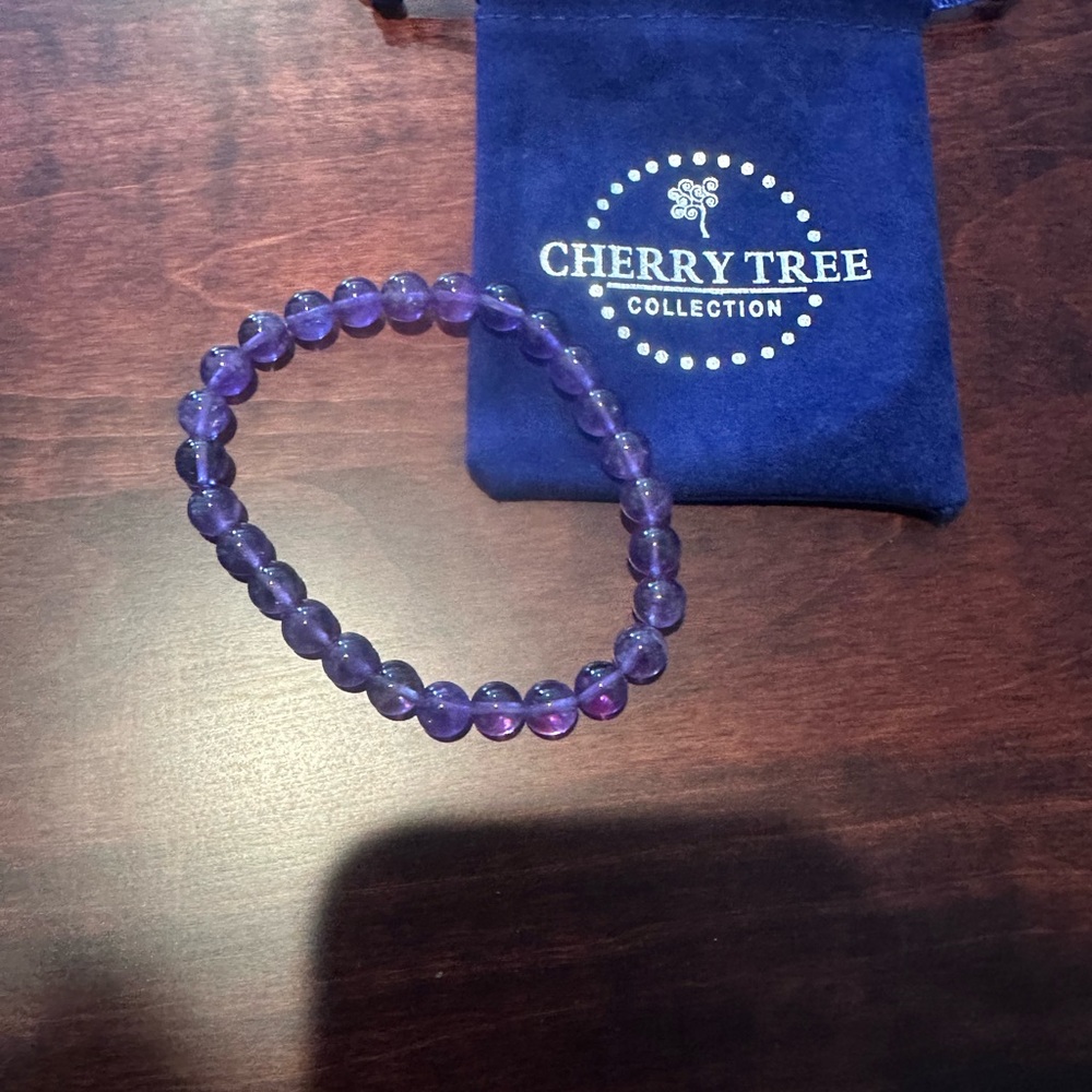 Cherry Tree Amethyst Beaded Bracelet with bag